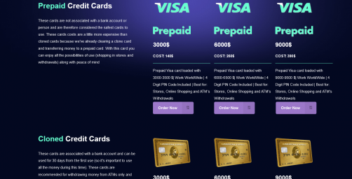 Prepaid Card | Cloned Credit Cards and Money Transfers via PayPal or Western Union
